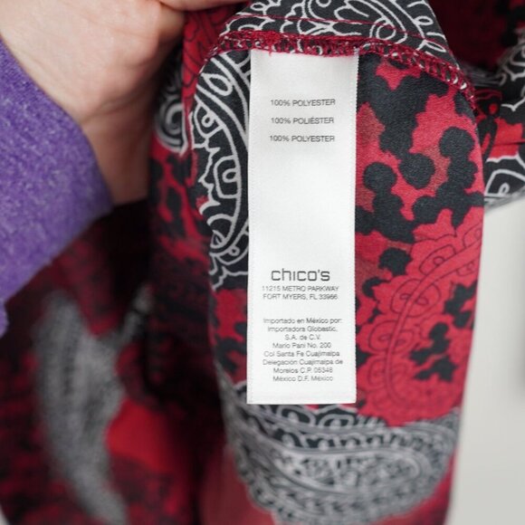 Chicos Festive Paisley Roxanne Top Button‎ Down Long Sleeve Office Artsy S - Picture 7 of 10